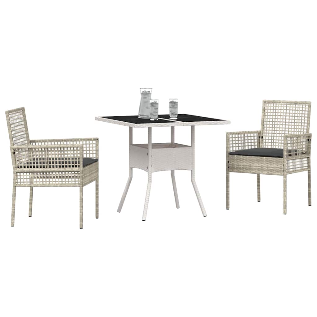 Ensemble de salle à manger pour jardin 3 pcs Gris clair