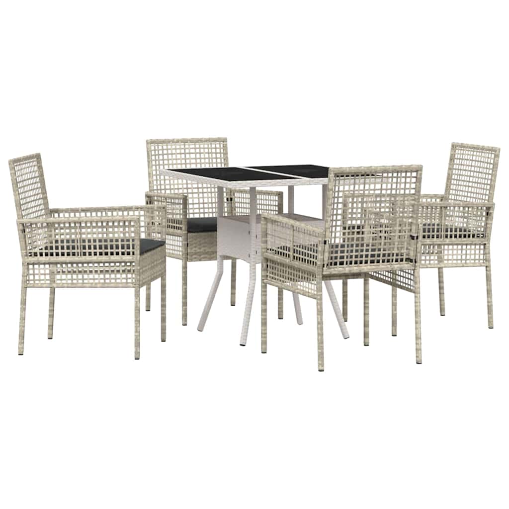 Ensemble de salle à manger pour jardin 5 pc Gris clair