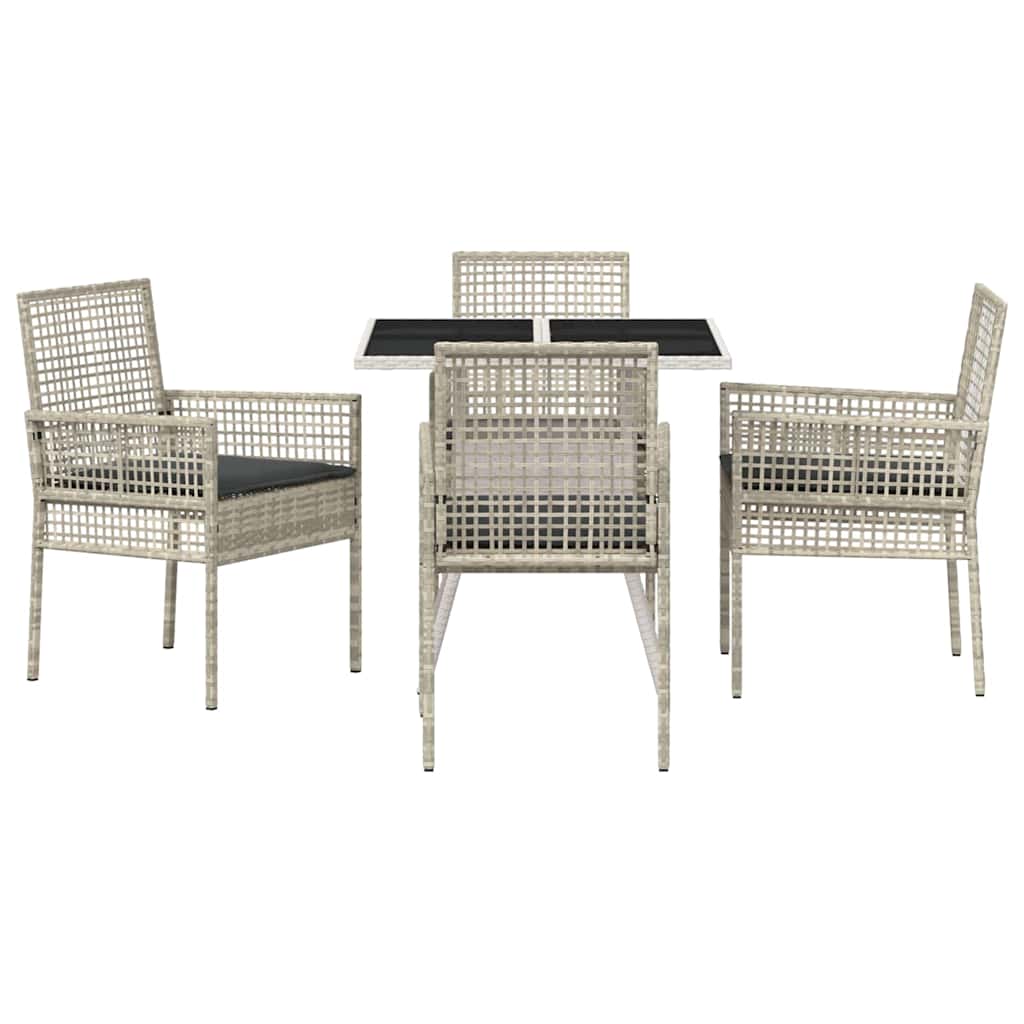Ensemble de salle à manger pour jardin 5 pc Gris clair