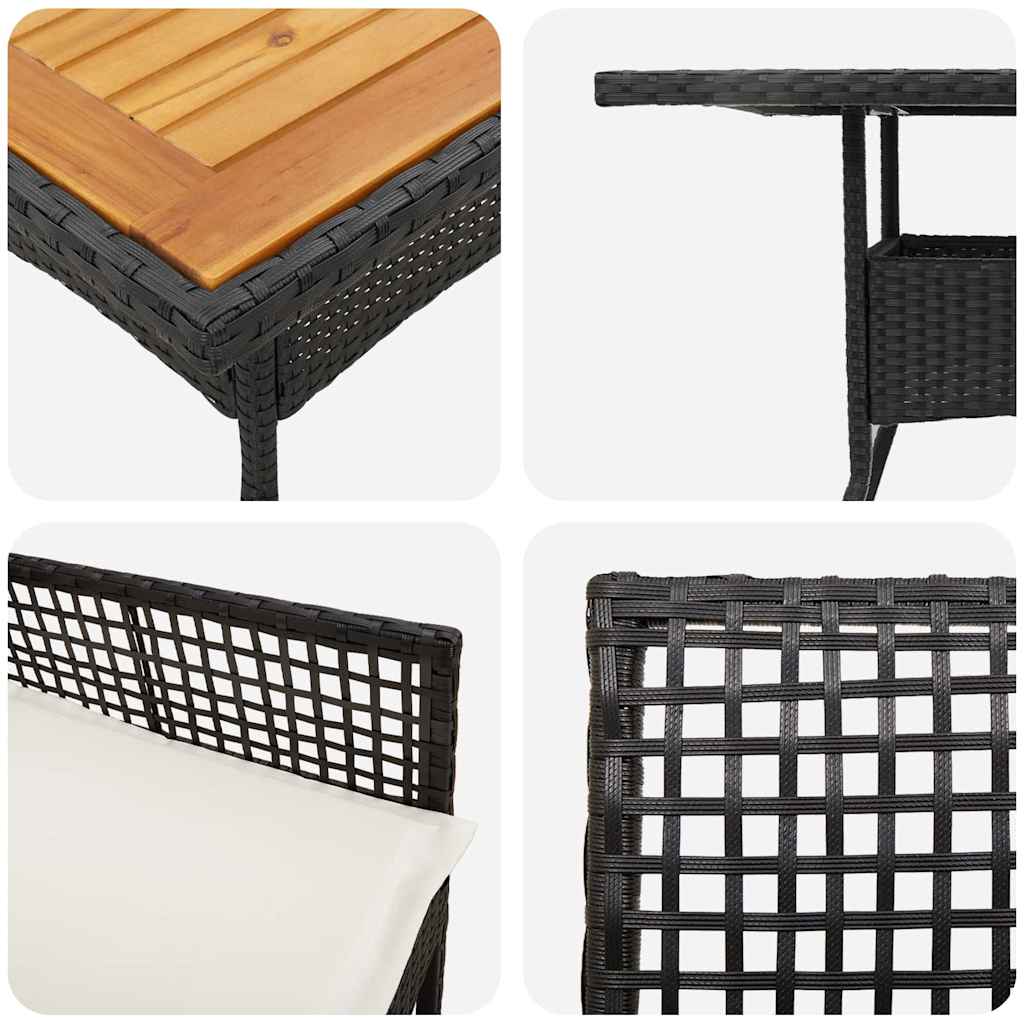 Ensemble de salle à manger pour jardin 5 pcs Noir polyrotin