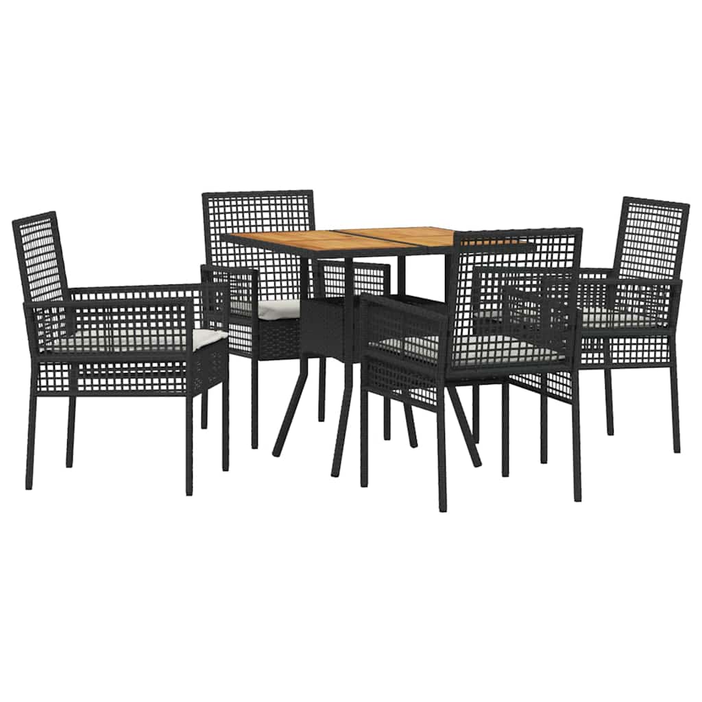 Ensemble de salle à manger pour jardin 5 pcs Noir polyrotin