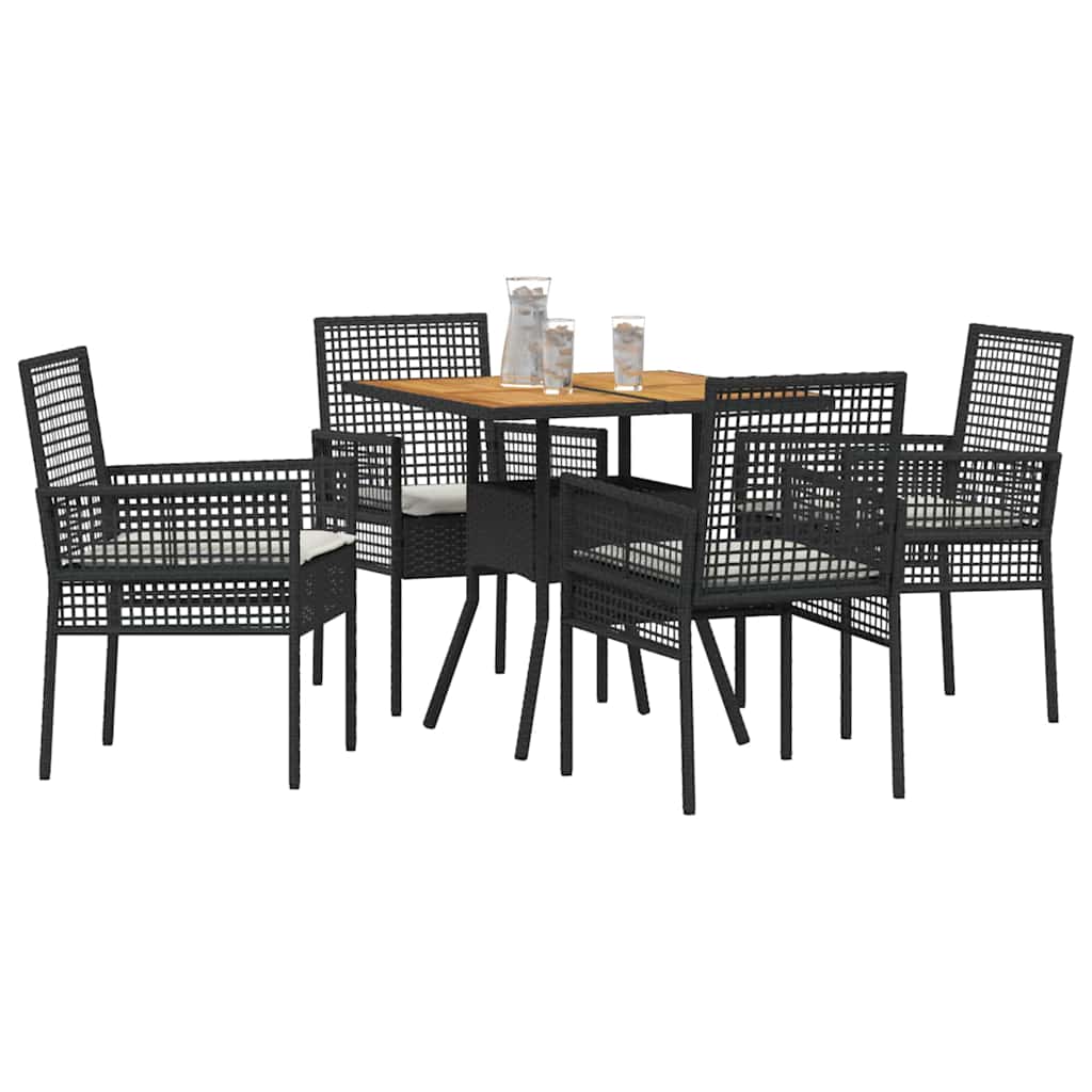Ensemble de salle à manger pour jardin 5 pcs Noir polyrotin
