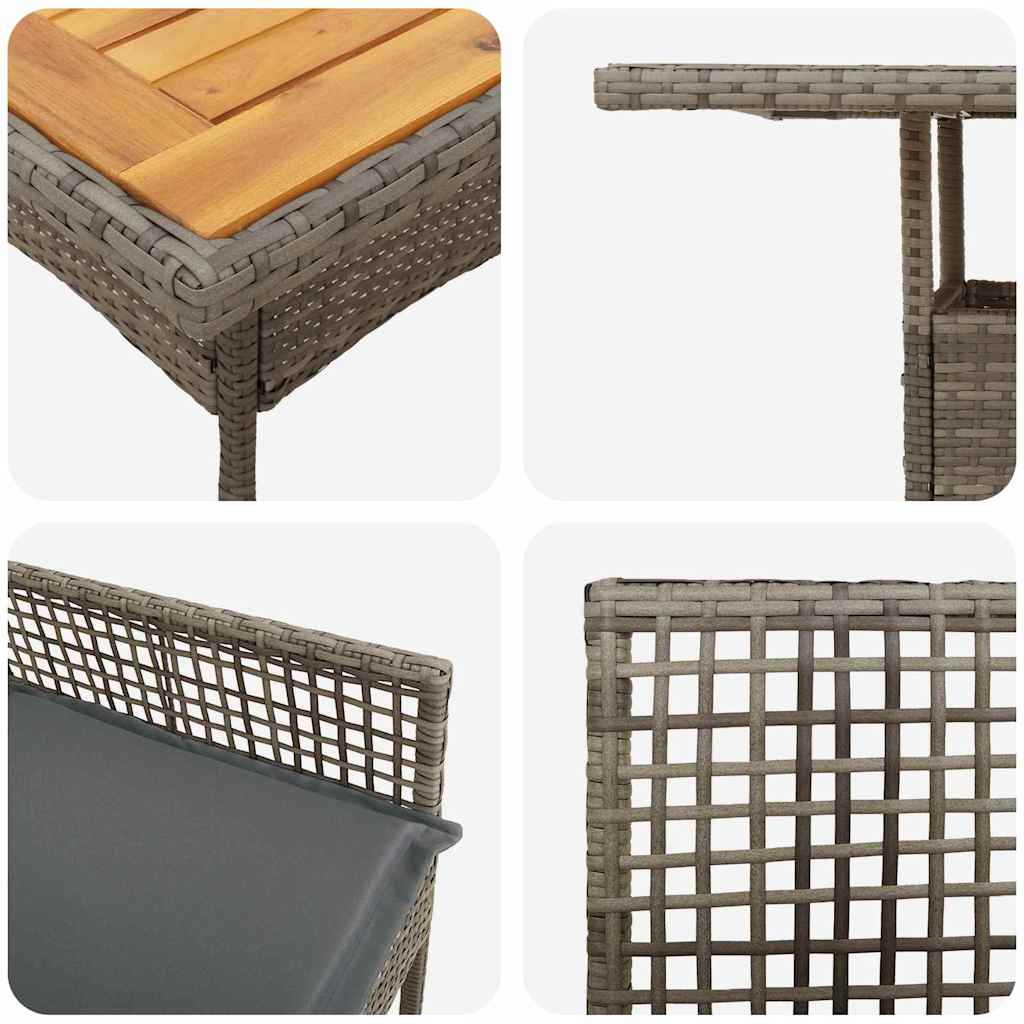 Ensemble de salle à manger pour jardin 3 pcs Gris polyrotin