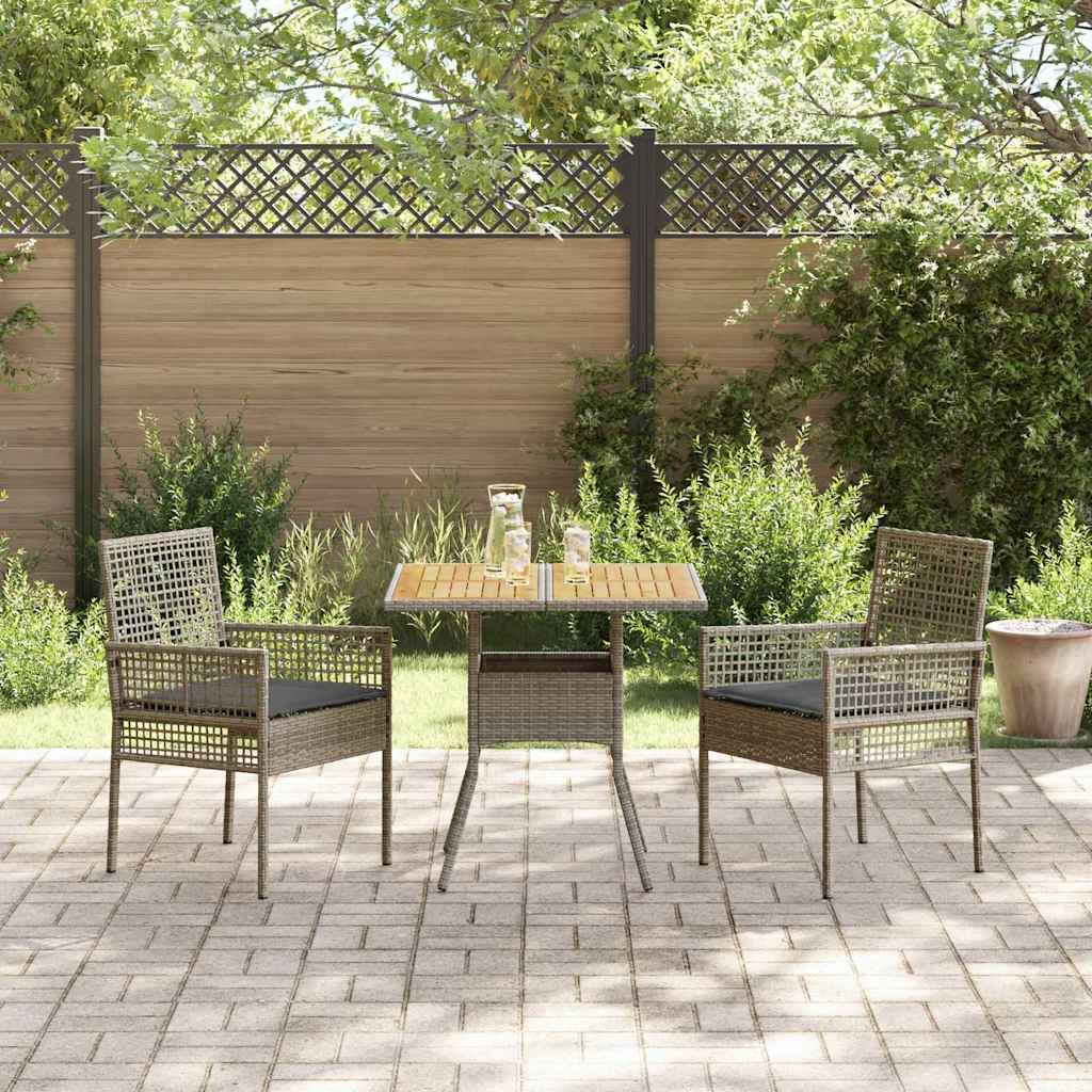 Ensemble de salle à manger pour jardin 3 pcs Gris polyrotin
