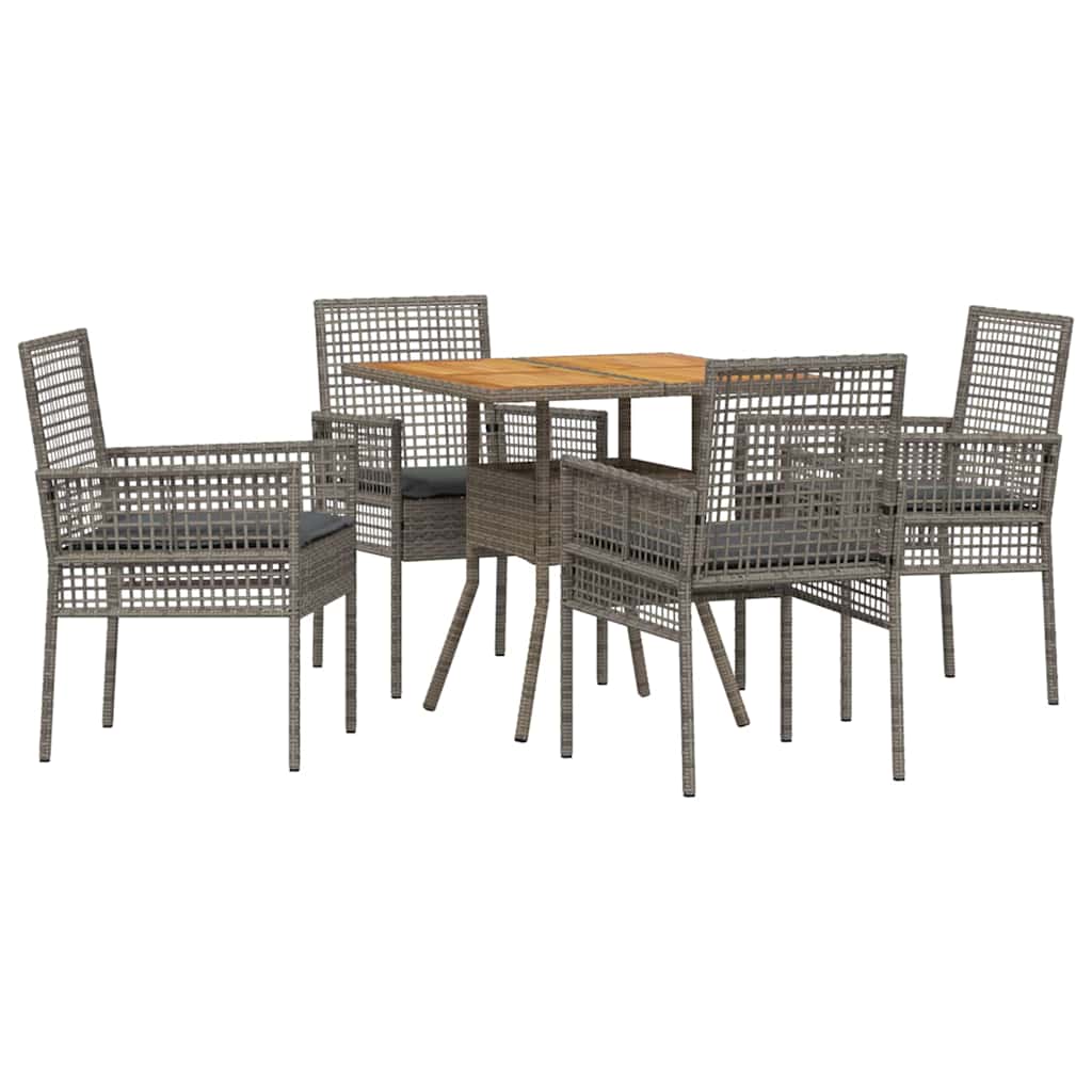Ensemble de salle à manger pour jardin 5 pcs Gris polyrotin