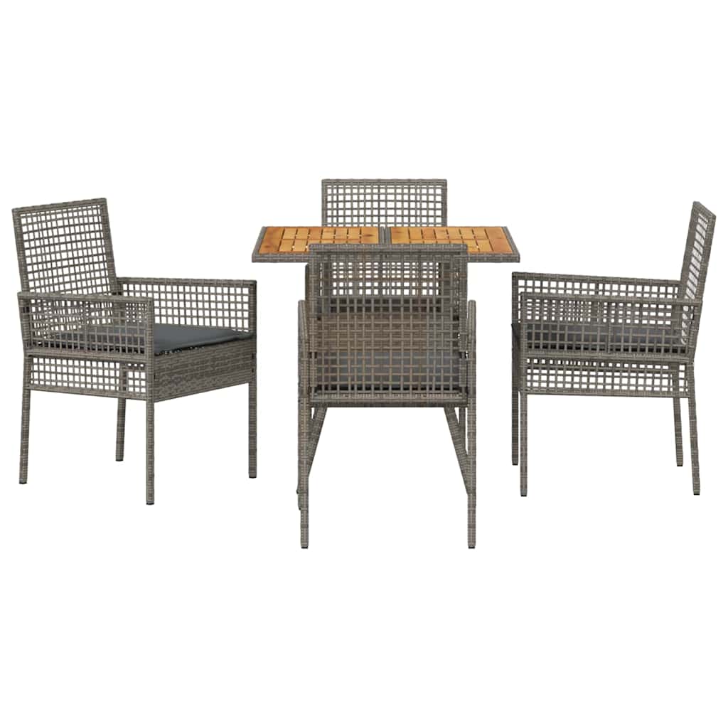 Ensemble de salle à manger pour jardin 5 pcs Gris polyrotin