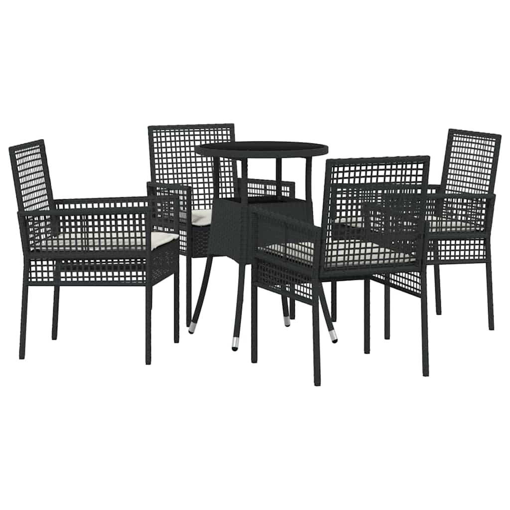 Ensemble de salle à manger pour jardin 5 pcs Noir polyrotin