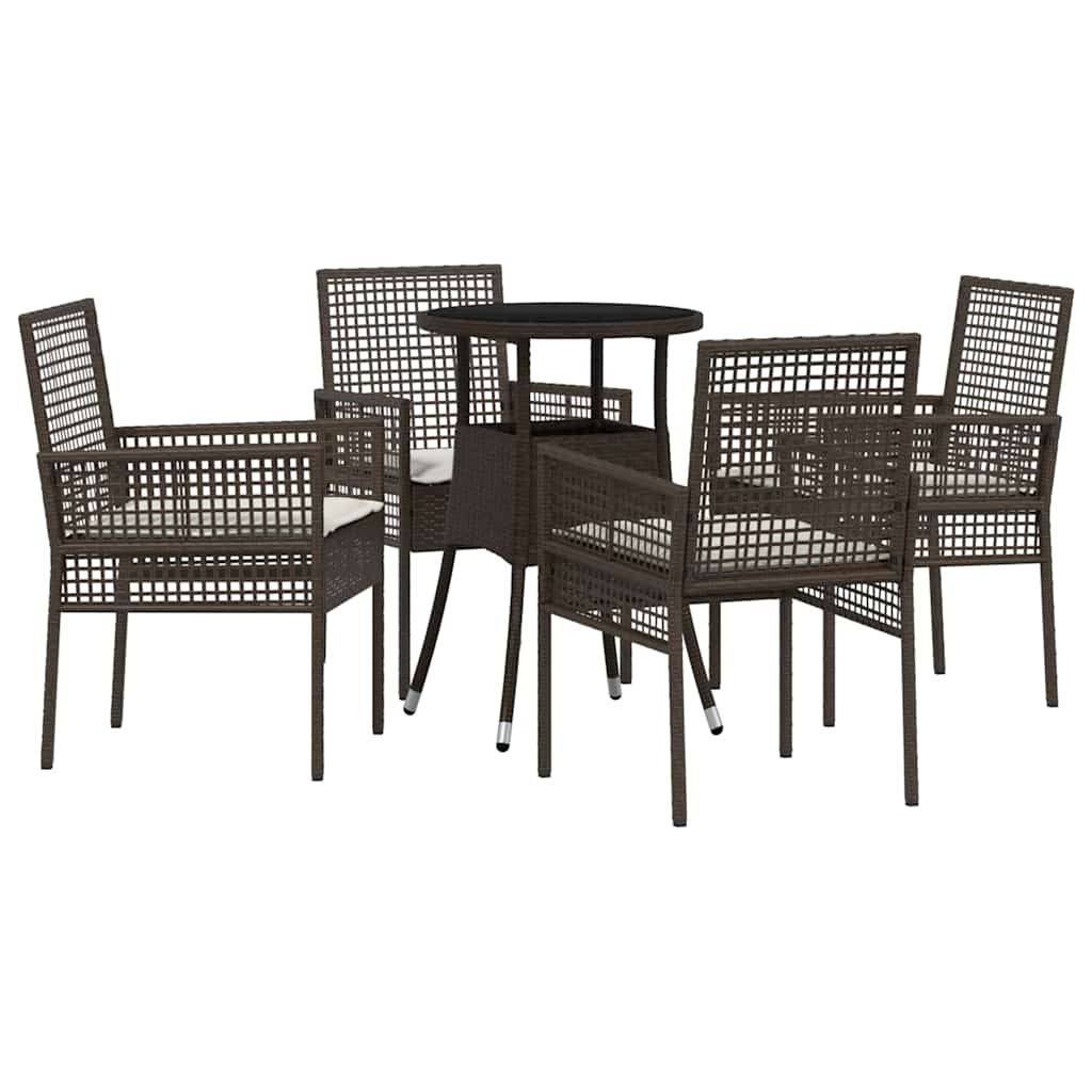 Ensemble de salle à manger pour jardin 5 pcs Marron polyrotin