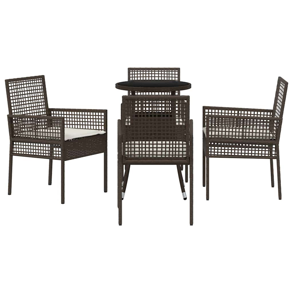 Ensemble de salle à manger pour jardin 5 pcs Marron polyrotin