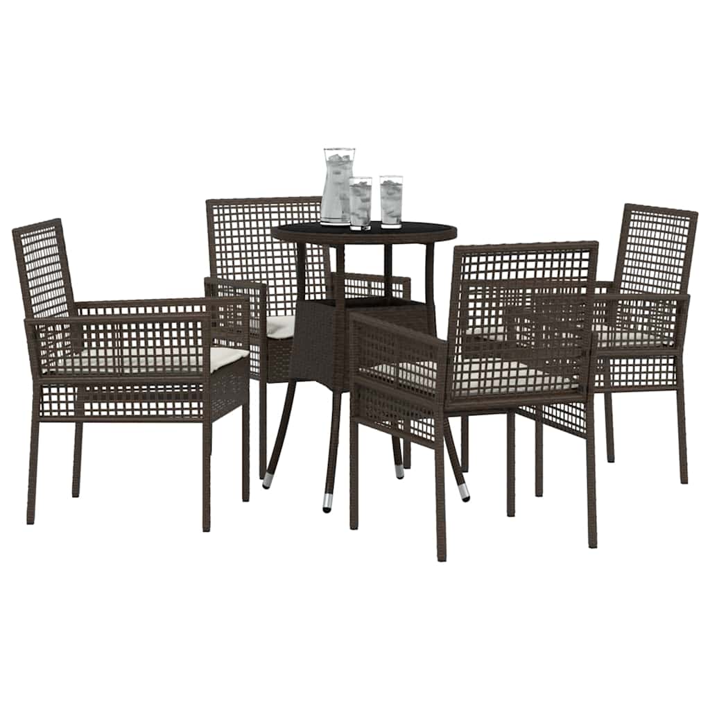 Ensemble de salle à manger pour jardin 5 pcs Marron polyrotin