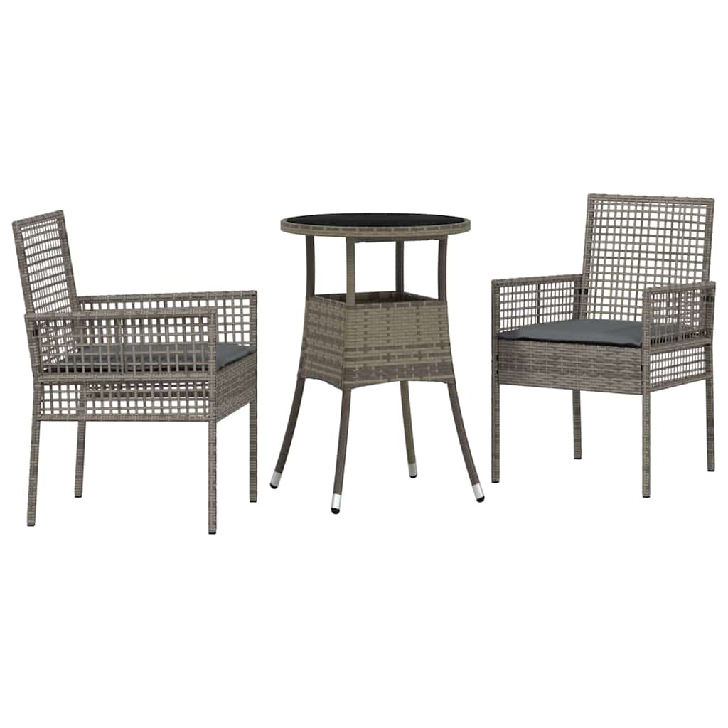 Ensemble de salle à manger pour jardin 3 pcs Gris polyrotin