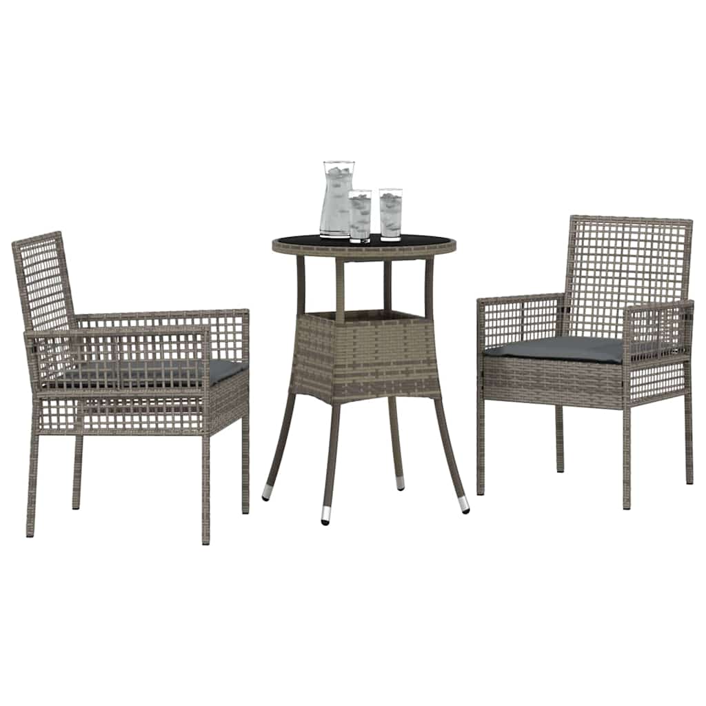 Ensemble de salle à manger pour jardin 3 pcs Gris polyrotin