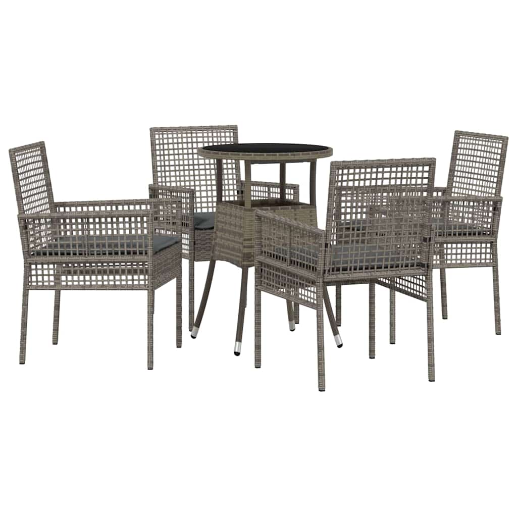 Ensemble de salle à manger pour jardin 5 pcs Gris polyrotin
