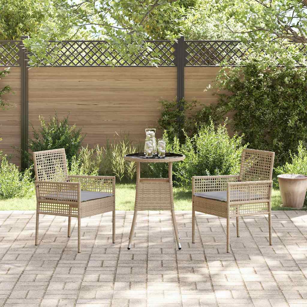 Ensemble de salle à manger pour jardin 3 pcs Beige polyrotin
