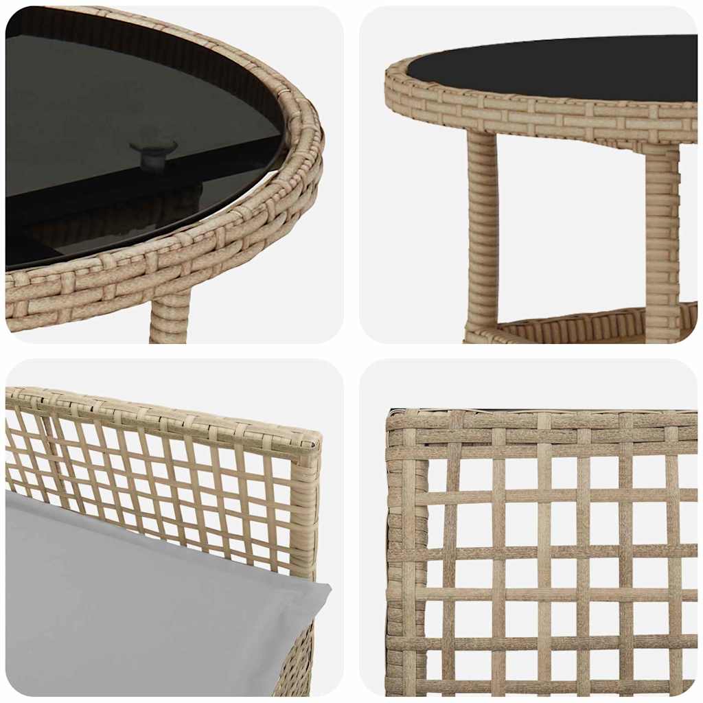 Ensemble de salle à manger pour jardin 5 pcs Beige polyrotin