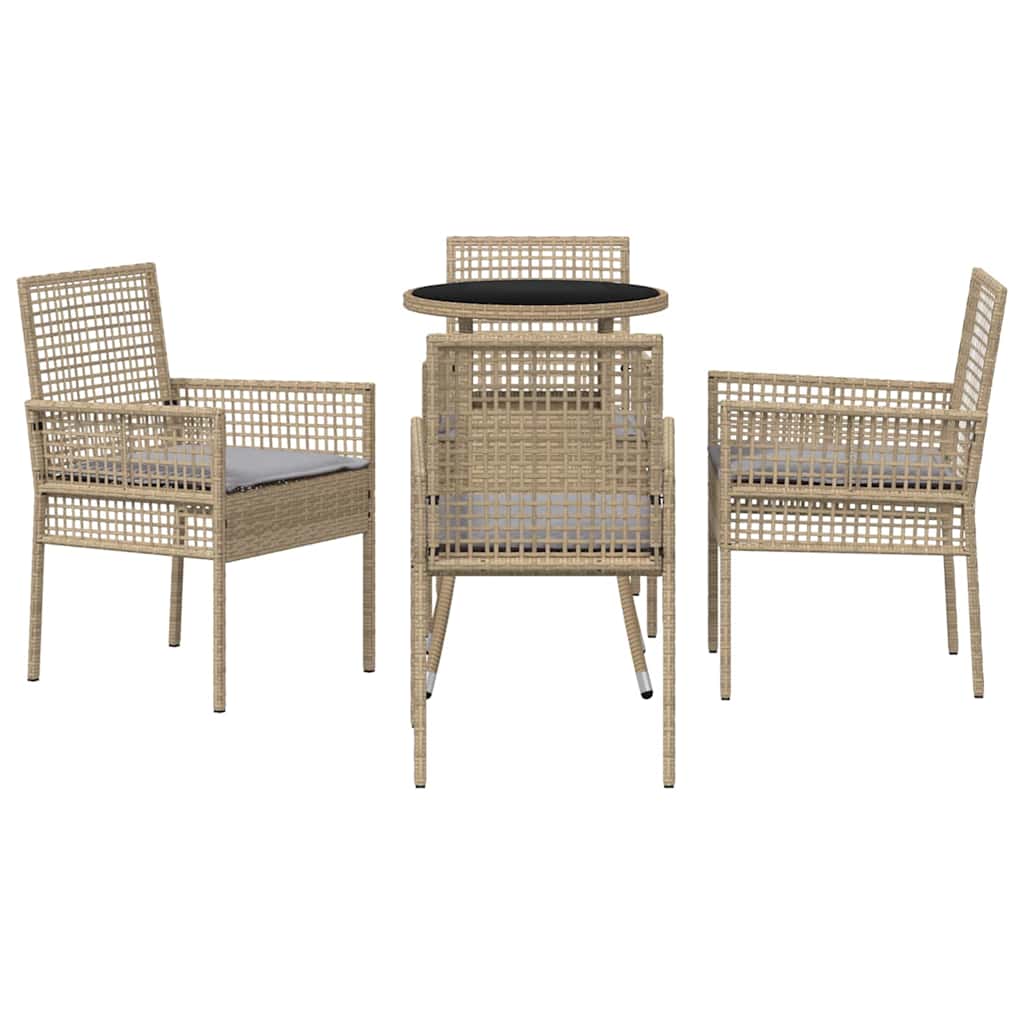 Ensemble de salle à manger pour jardin 5 pcs Beige polyrotin