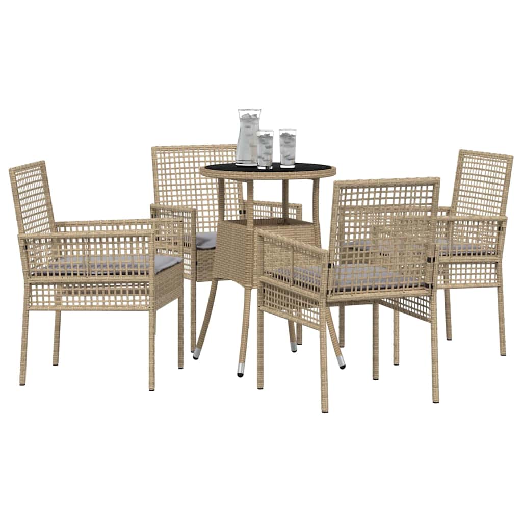 Ensemble de salle à manger pour jardin 5 pcs Beige polyrotin