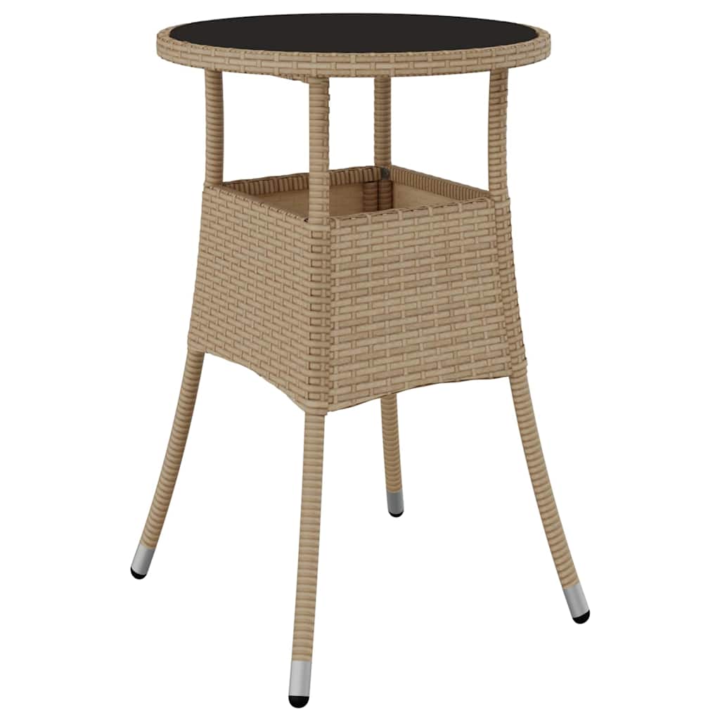 Ensemble de salle à manger pour jardin 3 pcs Beige polyrotin