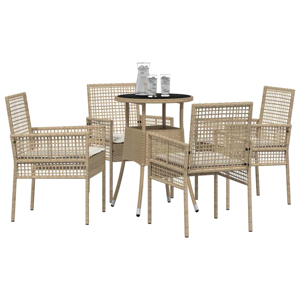 Ensemble de salle à manger pour jardin 5 pcs Beige polyrotin