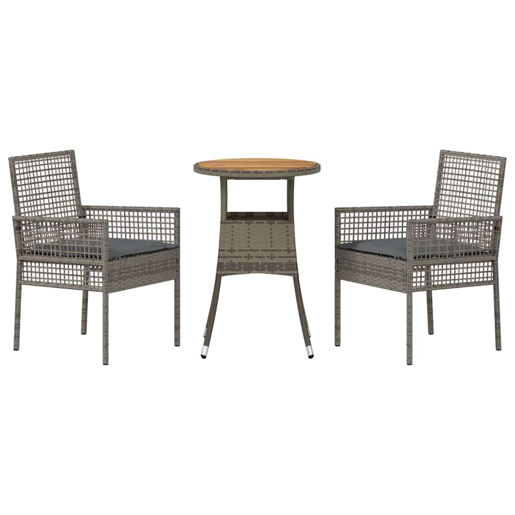 Ensemble de salle à manger pour jardin 3 pcs Gris polyrotin