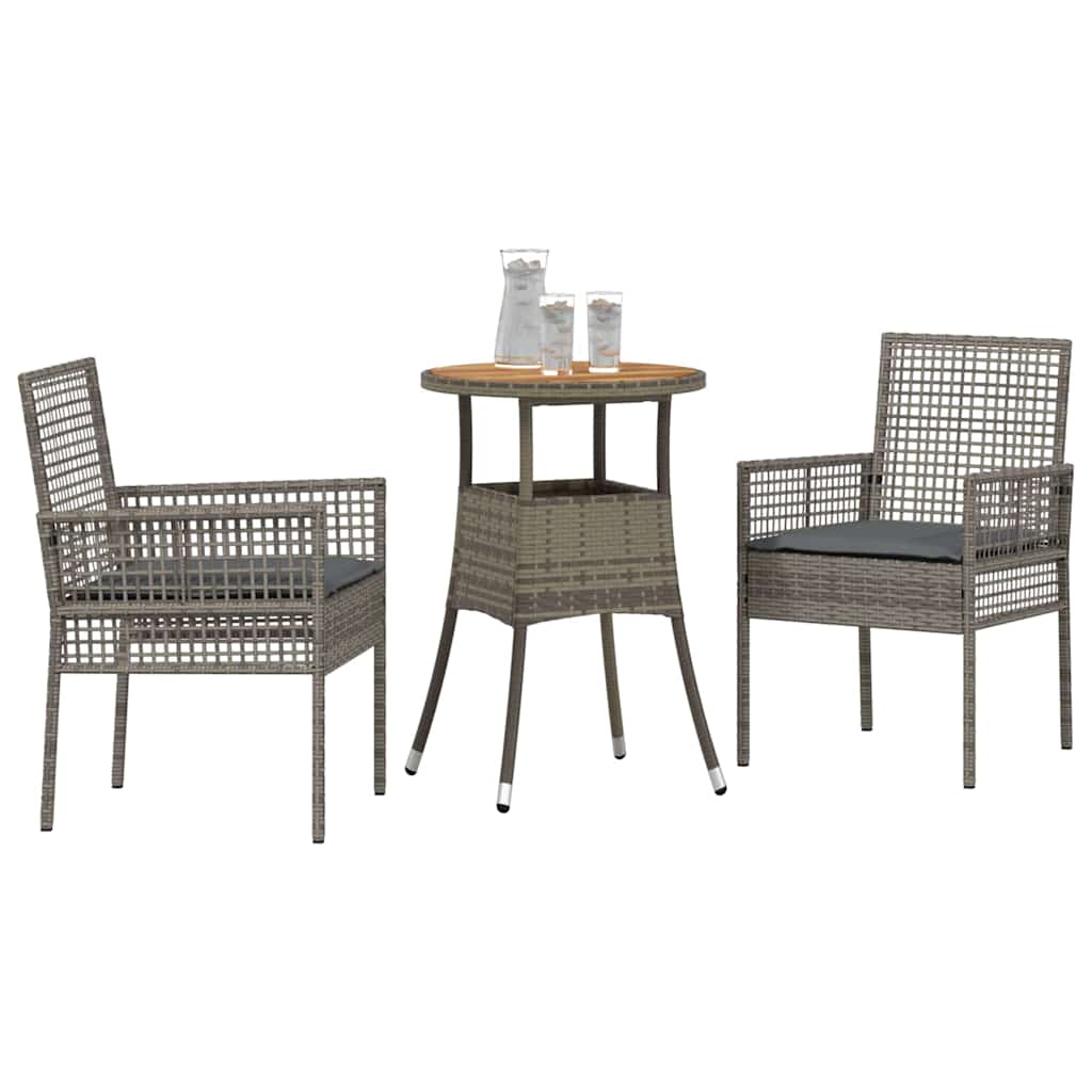 Ensemble de salle à manger pour jardin 3 pcs Gris polyrotin