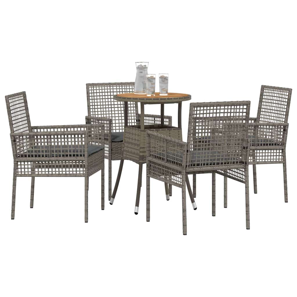 Ensemble de salle à manger pour jardin 5 pcs Gris polyrotin