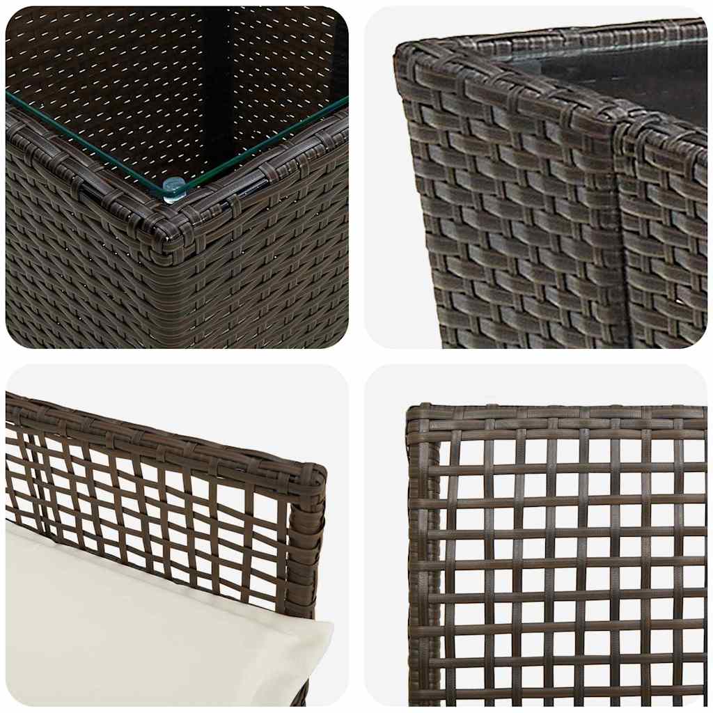 Ensemble bistro de jardin 3 pcs Marron polyrotin