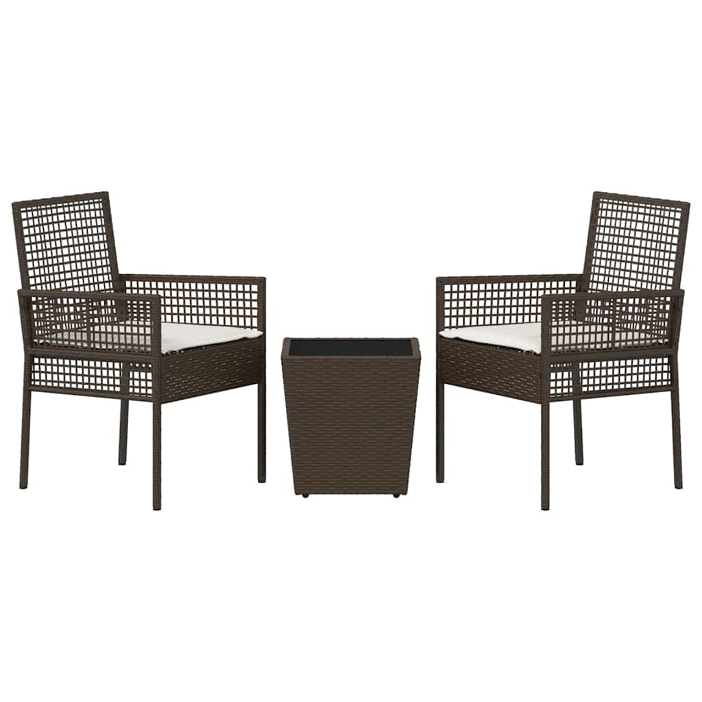 Ensemble bistro de jardin 3 pcs Marron polyrotin