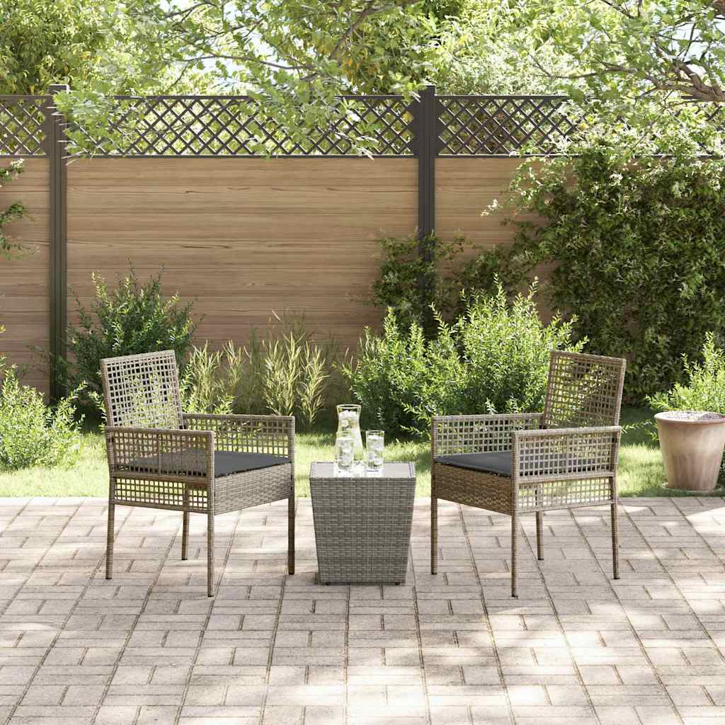 Ensemble bistro de jardin 3 pcs Gris polyrotin