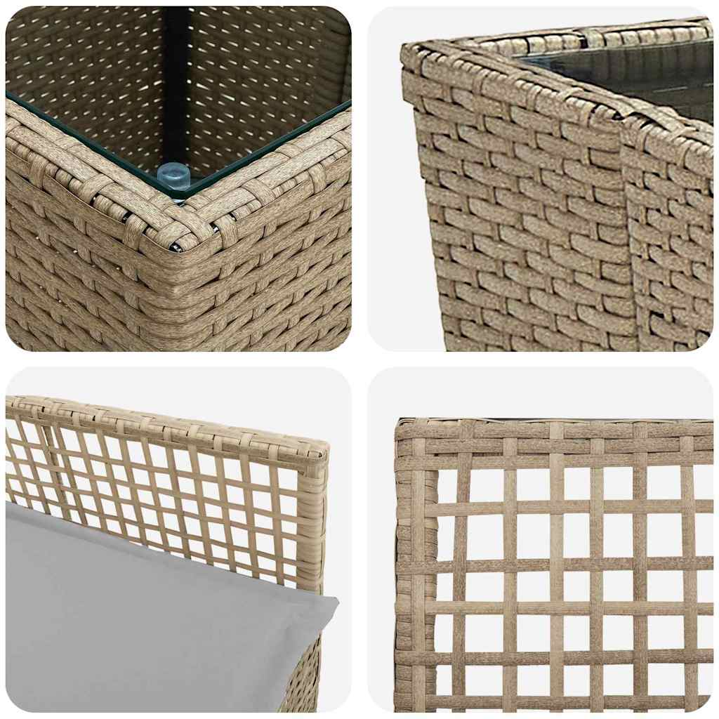 Ensemble bistro de jardin 3 pcs Beige polyrotin