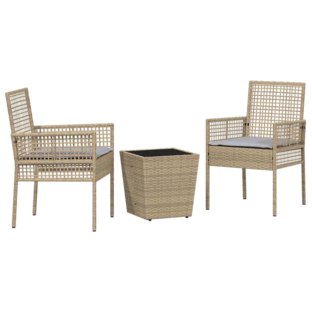 Ensemble bistro de jardin 3 pcs Beige polyrotin