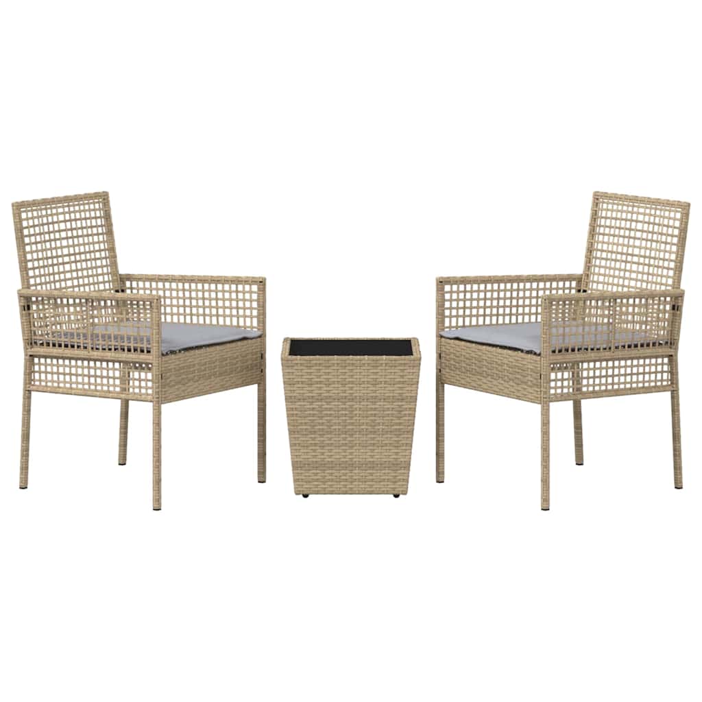 Ensemble bistro de jardin 3 pcs Beige polyrotin