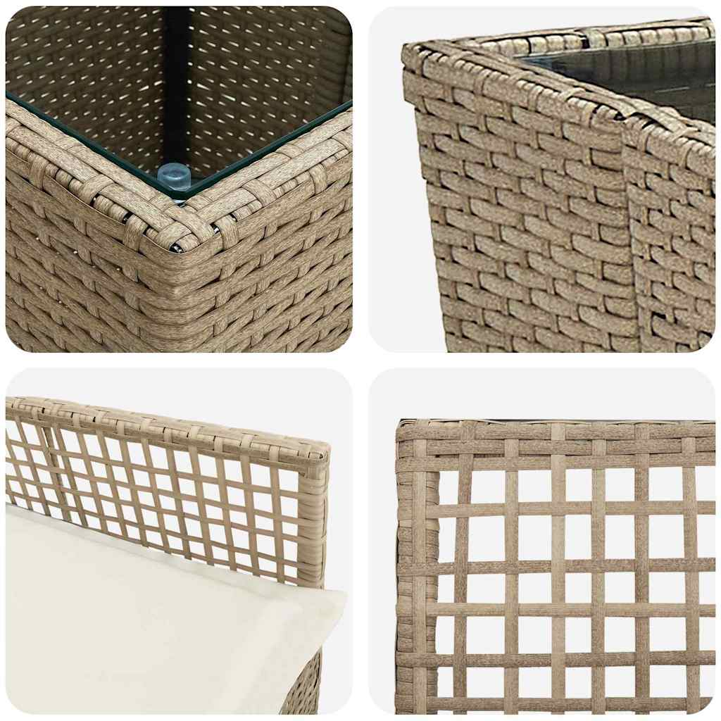 Ensemble bistro de jardin 3 pcs Beige polyrotin