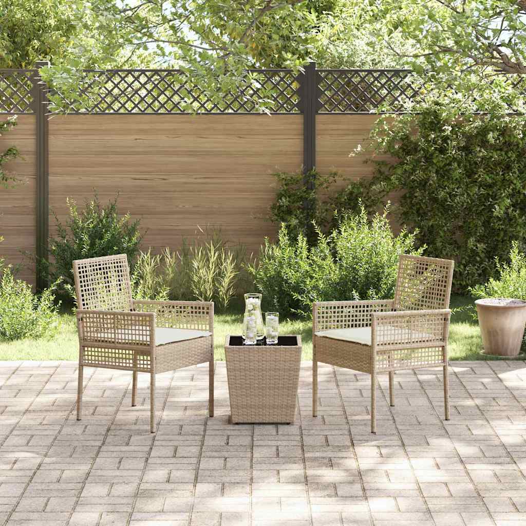 Ensemble bistro de jardin 3 pcs Beige polyrotin