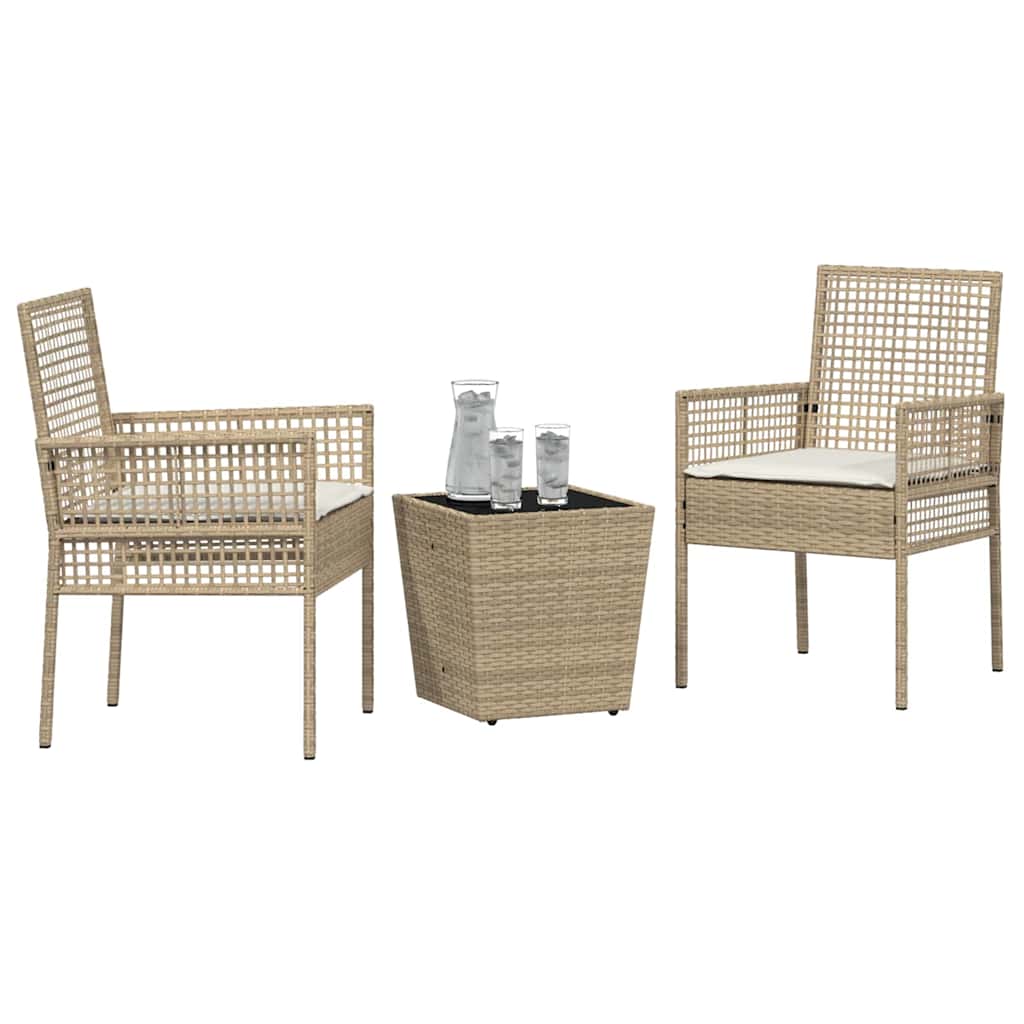 Ensemble bistro de jardin 3 pcs Beige polyrotin
