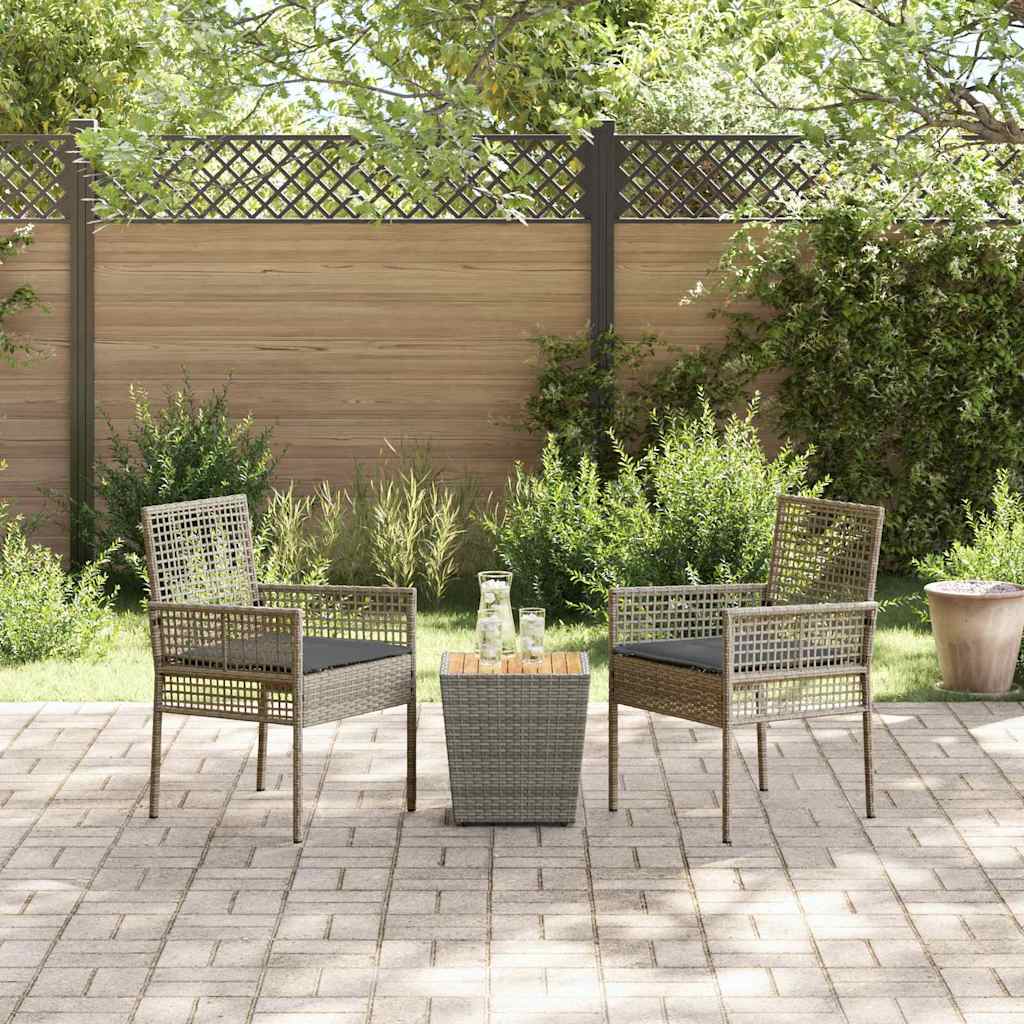 Ensemble bistro de jardin 3 pcs Gris polyrotin