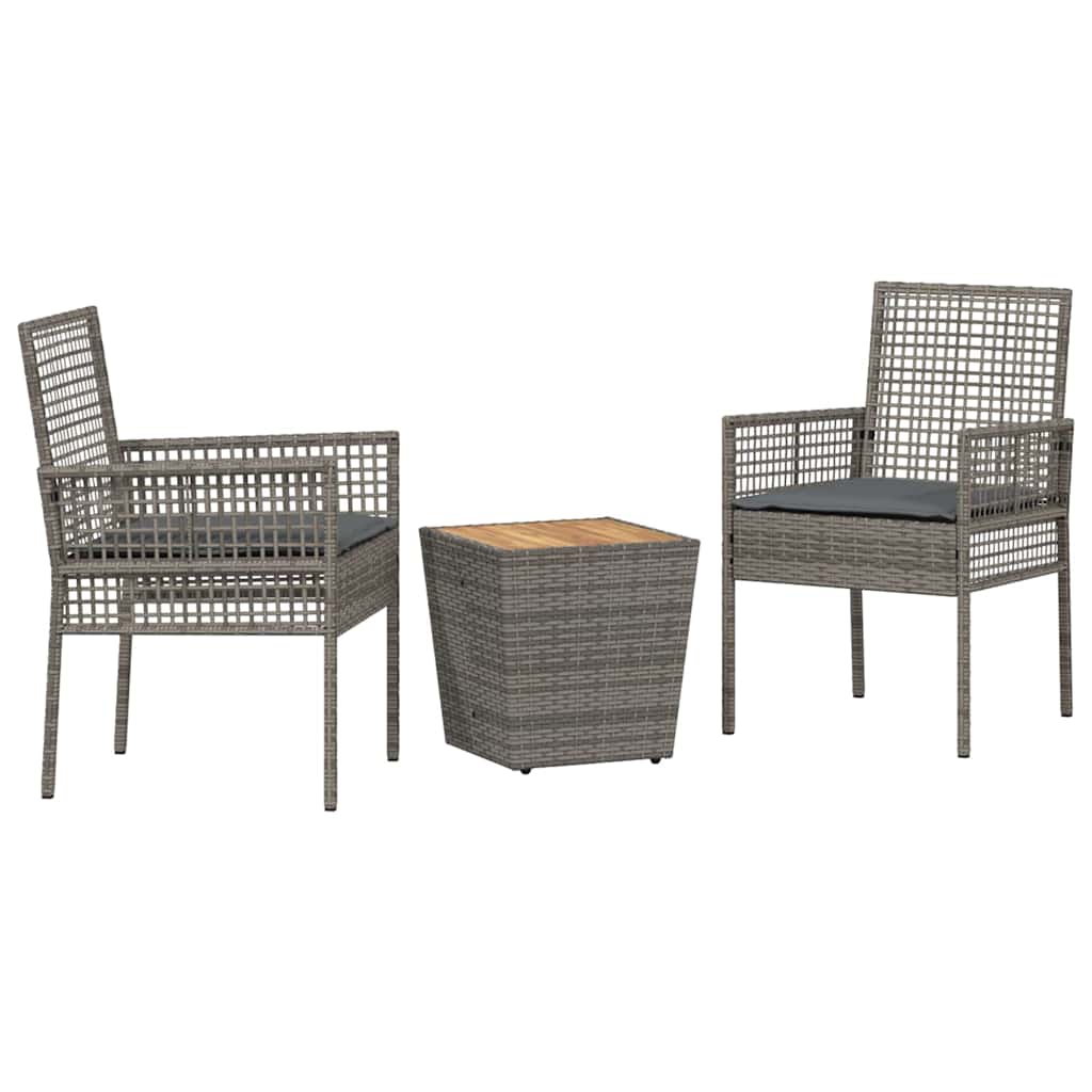Ensemble bistro de jardin 3 pcs Gris polyrotin