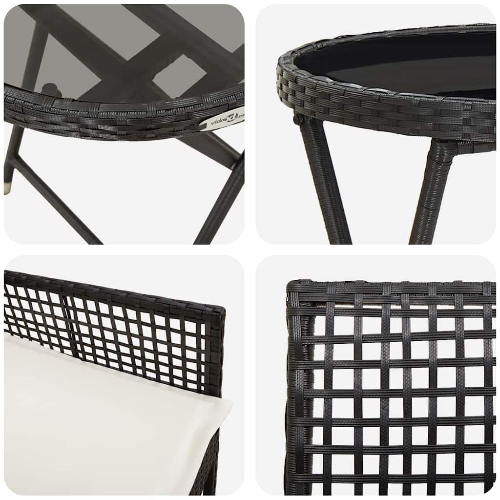 Ensemble bistro de jardin 3 pcs Noir polyrotin