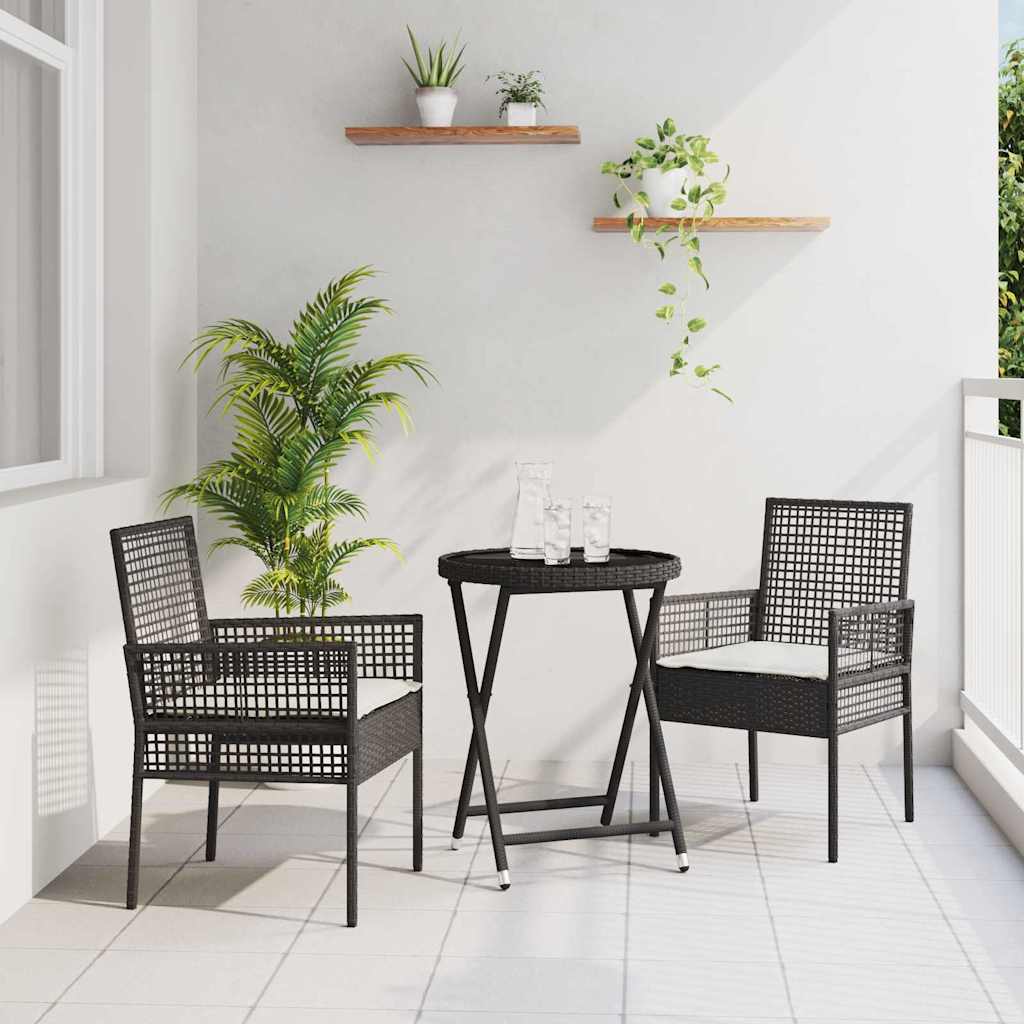 Ensemble bistro de jardin 3 pcs Noir polyrotin
