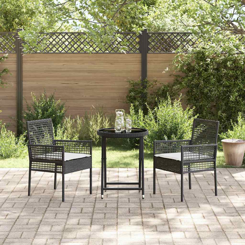 Ensemble bistro de jardin 3 pcs Noir polyrotin