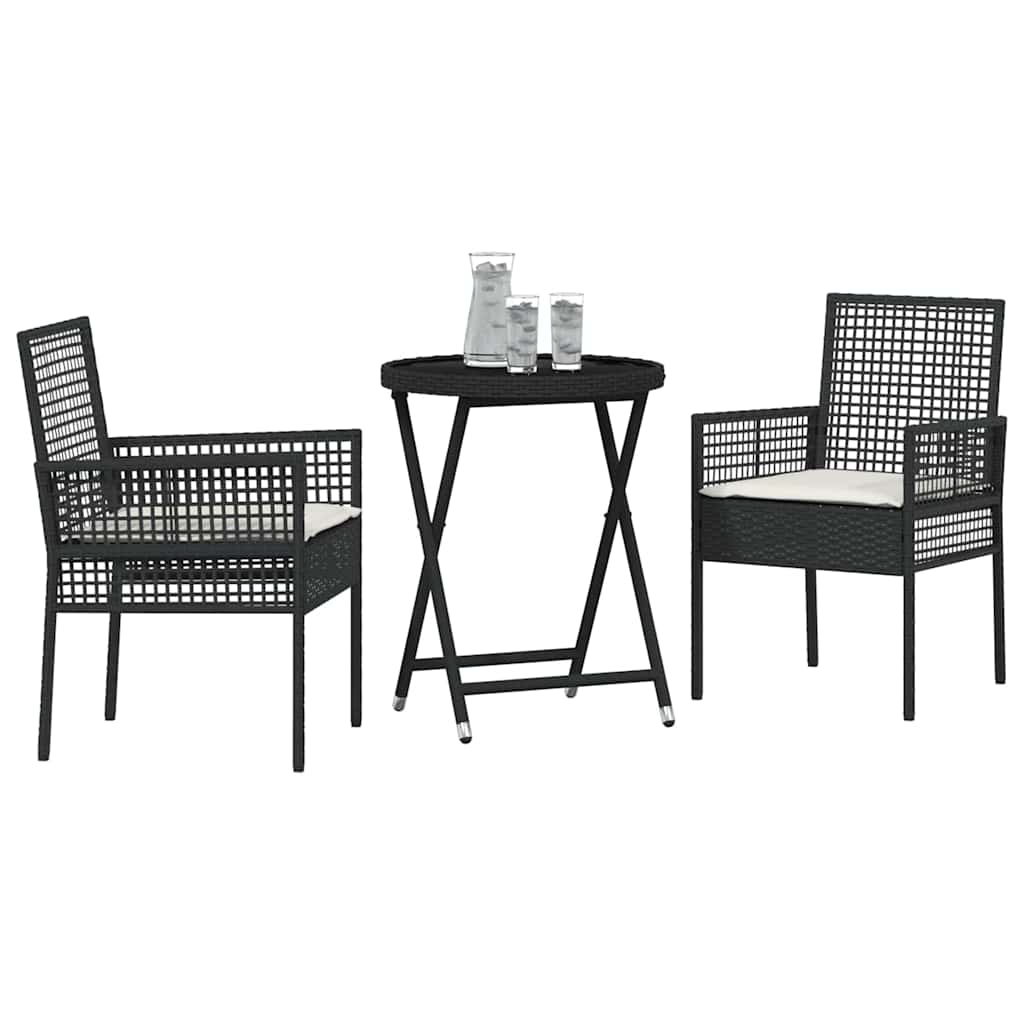 Ensemble bistro de jardin 3 pcs Noir polyrotin