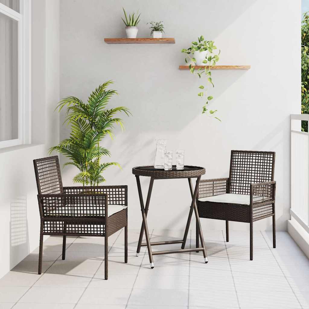 Ensemble bistro de jardin 3 pcs Marron polyrotin