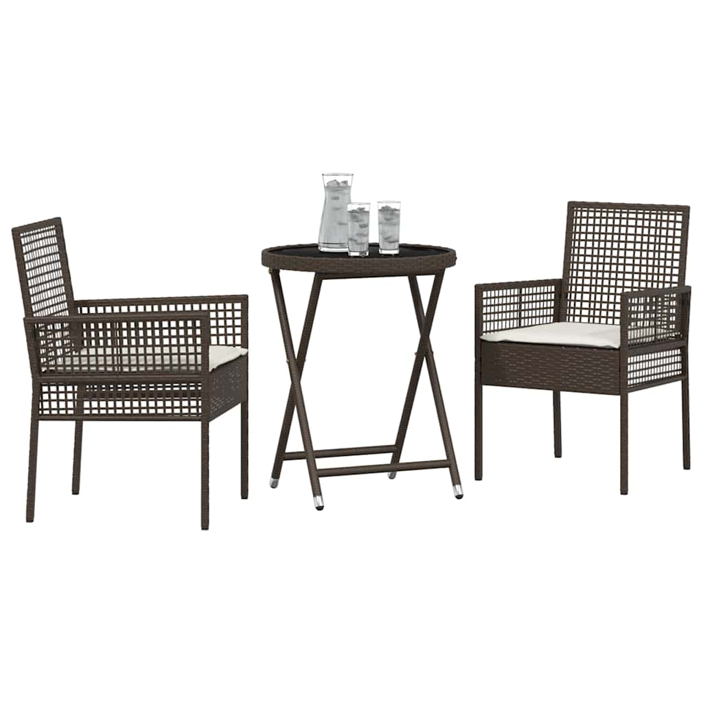 Ensemble bistro de jardin 3 pcs Marron polyrotin