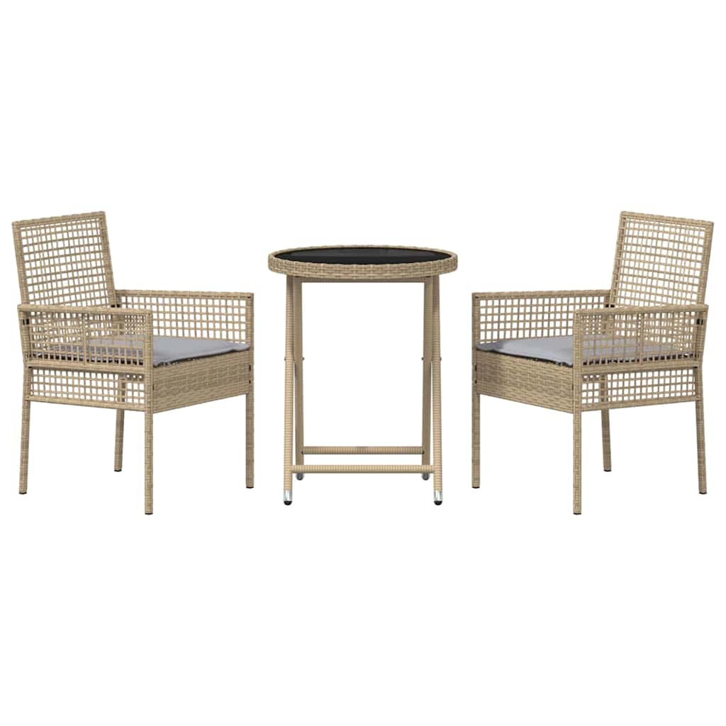 Ensemble bistro de jardin 3 pcs Beige polyrotin