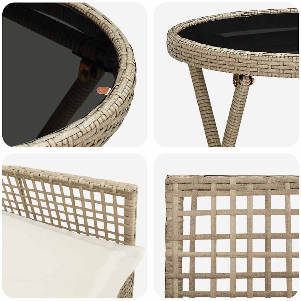 Ensemble bistro de jardin 3 pcs Beige polyrotin