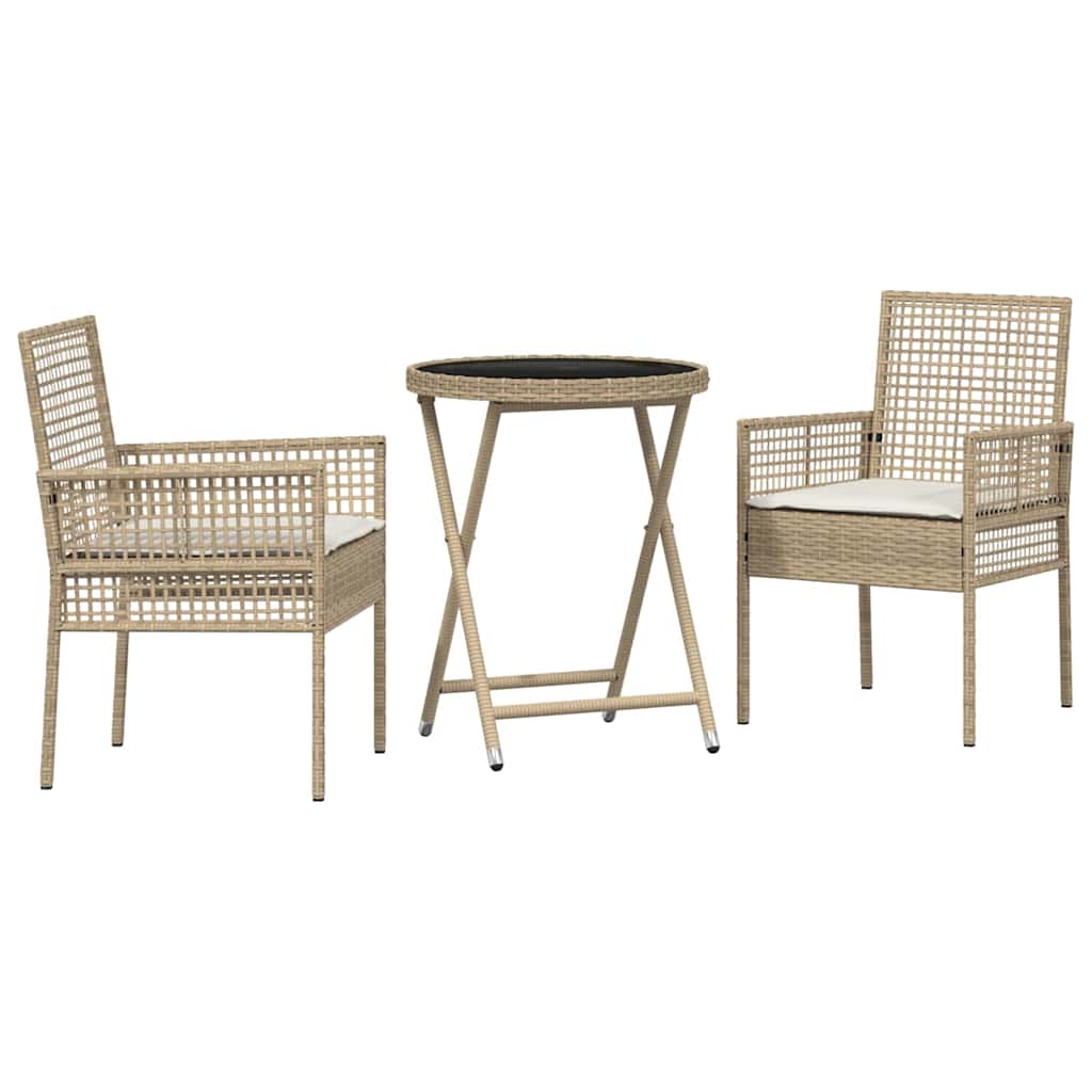 Ensemble bistro de jardin 3 pcs Beige polyrotin