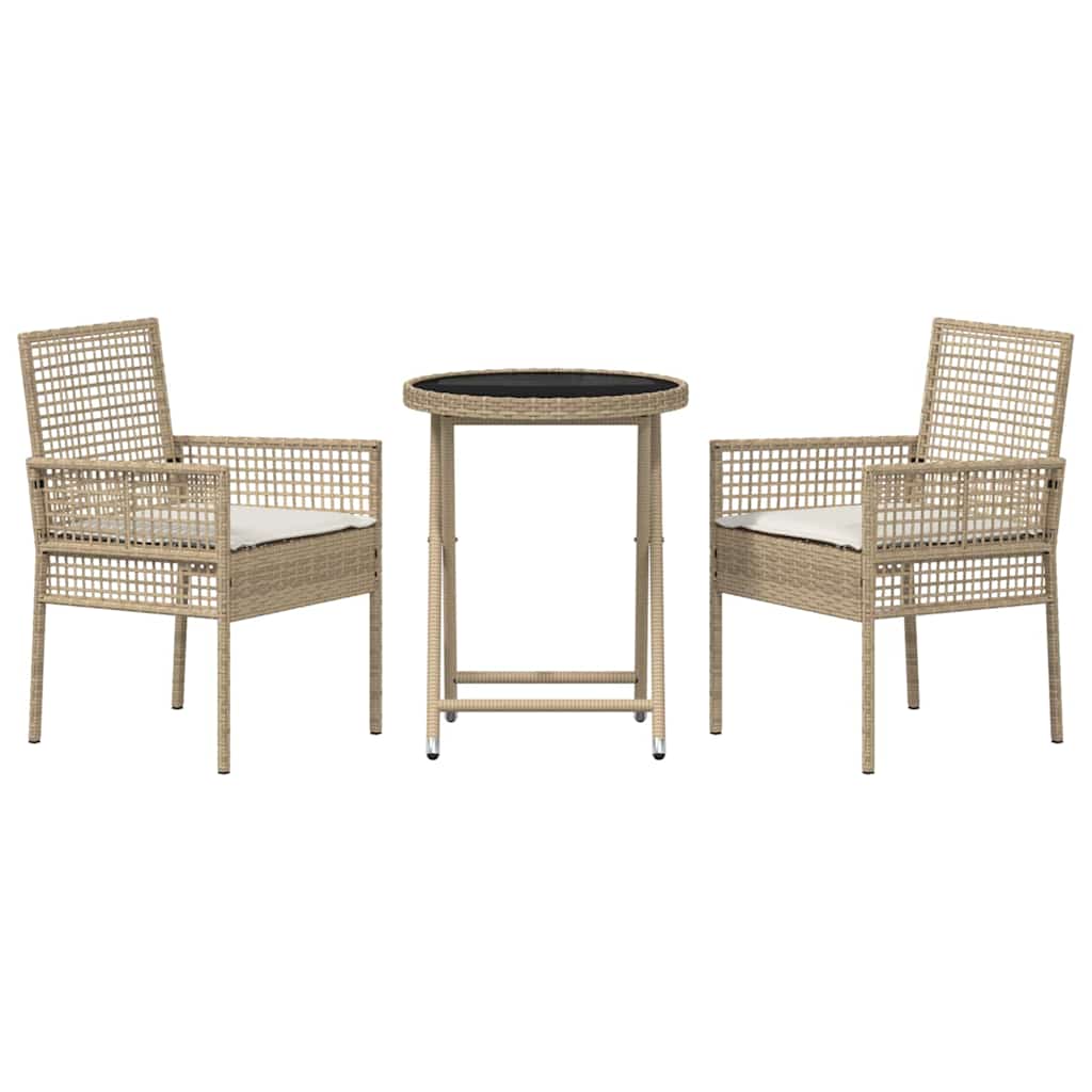 Ensemble bistro de jardin 3 pcs Beige polyrotin