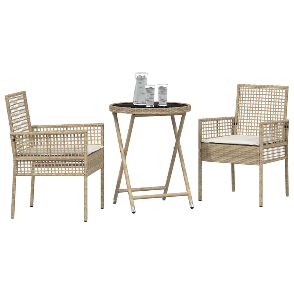 Ensemble bistro de jardin 3 pcs Beige polyrotin