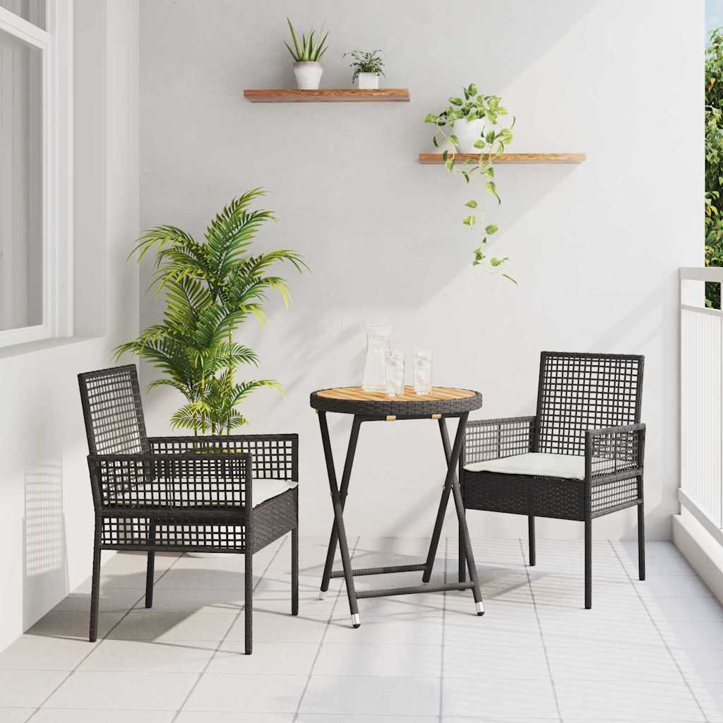 Ensemble bistro de jardin 3 pcs Noir polyrotin
