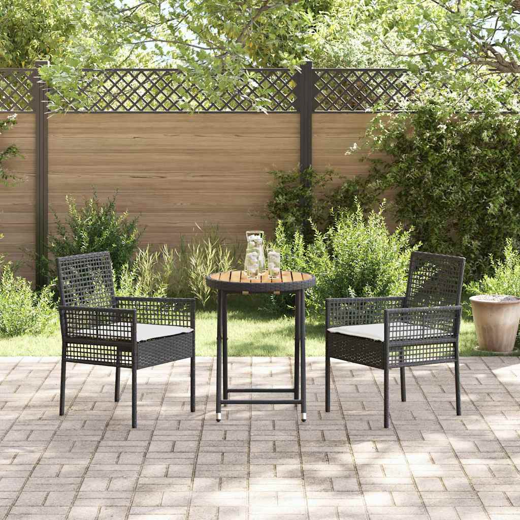 Ensemble bistro de jardin 3 pcs Noir polyrotin